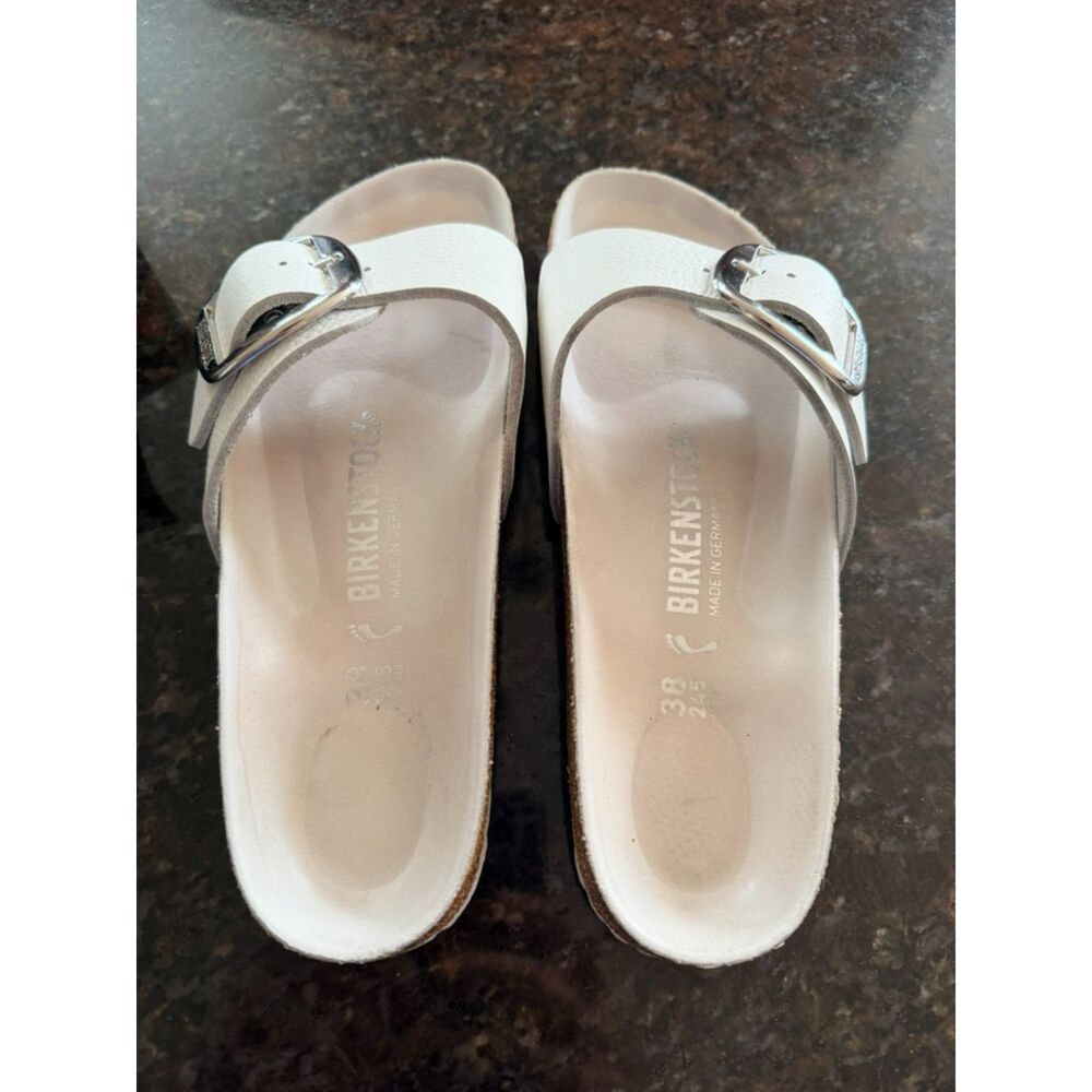 Birkenstock Madrid Big Buckle White Leather Sandals EU 38N (L7/M5) - LNC